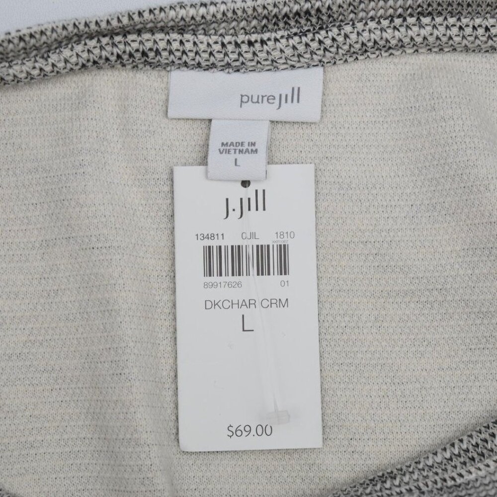 J Jill Womens Pure Jill Tunic Top Size L Gray Cream Marled 3/4 Sleeve Cotton - Picture 3 of 5